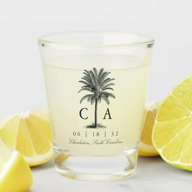 Havana Palm | Vintage Palm Tree Wedding Shot Glass (Creator Uploaded)