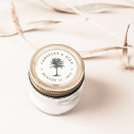 Havana Palm Wedding Classic Round Sticker<br><div class="desc">Island chic personalized wedding favor stickers are designed to match our Havana Palm wedding invitation collection,  with the couple's names and wedding date in elegant charcoal gray lettering surrounding a vintage etched style palm tree illustration in blackened hunter green for an island vintage vibe.</div>