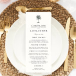 Havana Palm Wedding Menu Card<br><div class="desc">Our island chic wedding menu features your starter courses, entrees and desserts in elegant charcoal grey lettering, accented with a vintage etched style palm tree illustration in blackened hunter green. Coordinates with our Havana Palm wedding collection.</div>