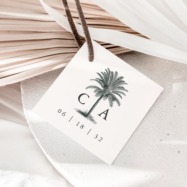 Havana Palm Wedding Monogram & Date Favour Tags (Creator Uploaded)