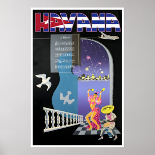 Havana Print Cuba Travel Poster Cuban Art (H1094)a