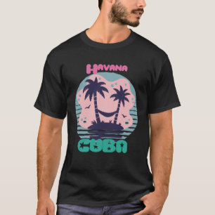 Havana Surfing Palm trees Cuba Vacation Ocean T-Shirt