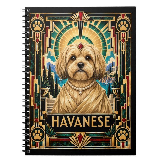 Havanese, Art Deco Dog Notebook (Front)