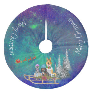 Havanese, Black and Tan Cavalier and Smooth Collie Fleece Tree Skirt