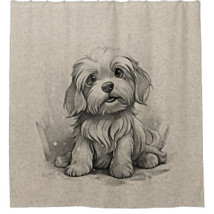 Havanese Breed Cartoon Puppy Dog Pose Brown