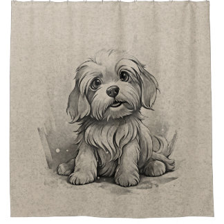 Havanese Breed Cartoon Puppy Dog Pose Brown 