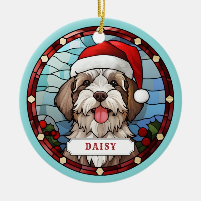 Havanese Ceramic Circle Ornament (Front)