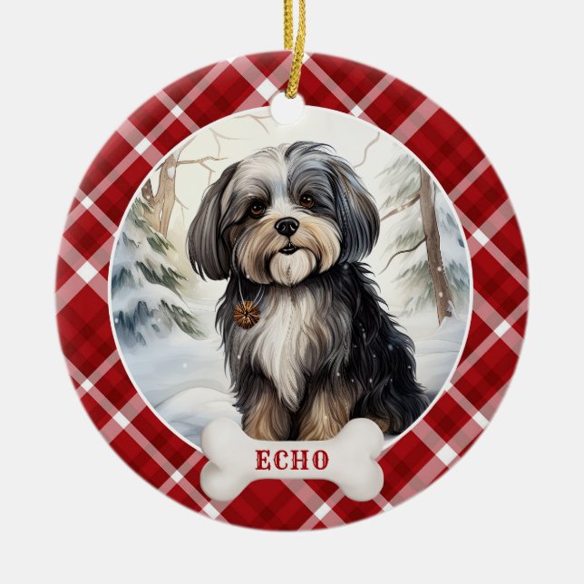 Havanese Ceramic Circle Ornament (Front)