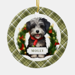 Havanese Ceramic Circle Ornament