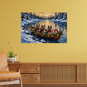 Havanese Christmas Boat Holiday Poster