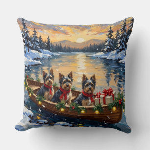 Havanese Christmas Boat Holiday Throw Pillow