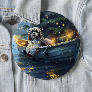 Havanese Christmas Festive Voyage 6 Inch Round Button