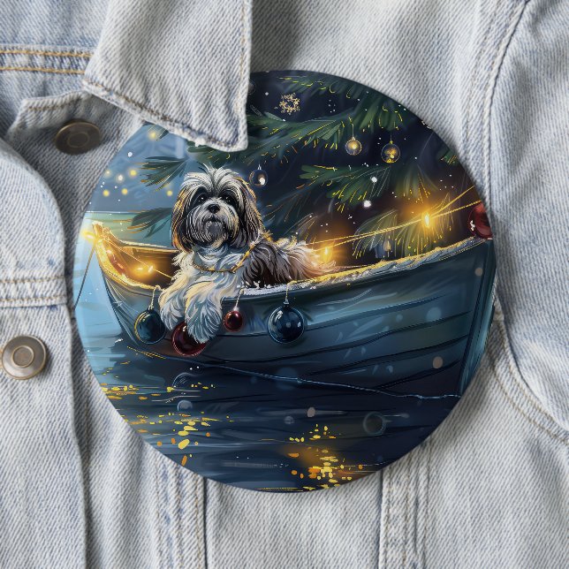 Havanese Christmas Festive Voyage 6 Inch Round Button (In Situ)