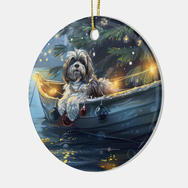 Havanese Christmas Festive Voyage Ceramic Ornament (Left)