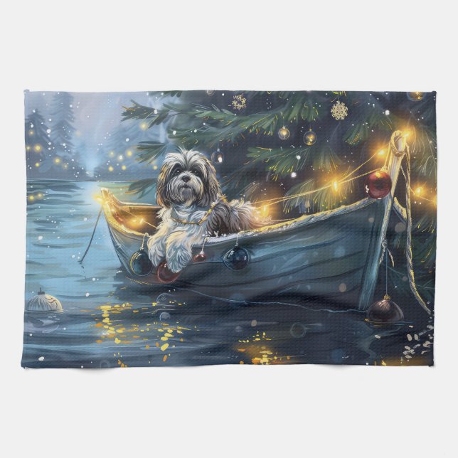 Havanese Christmas Festive Voyage Kitchen Towel (Horizontal)