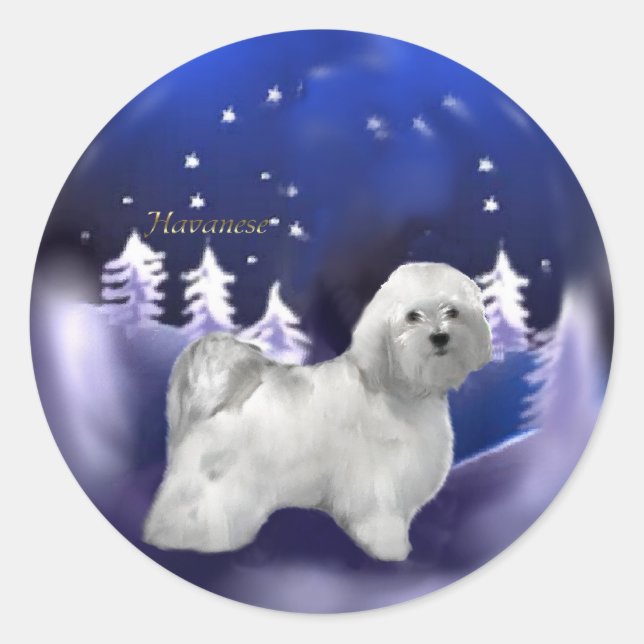 Havanese Christmas Gifts Classic Round Sticker (Front)