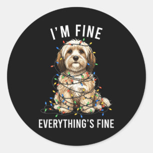Havanese Christmas I'm Fine Everything Is Fine Classic Round Sticker