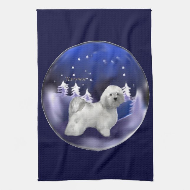 Havanese Christmas Kitchen Towel (Vertical)