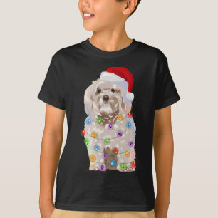 Havanese Christmas Lights Xmas Dog Lover Santa Hat T-Shirt