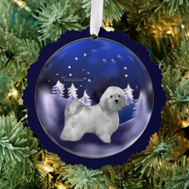 Havanese Christmas Ornament Card (Insitu (Tree))