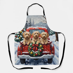 Havanese Christmas Red Truck Holiday Apron