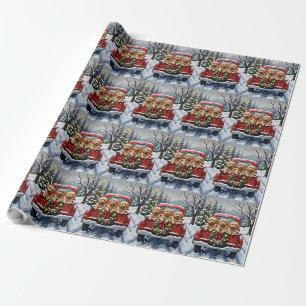 Havanese Christmas Red Truck Holiday Wrapping Paper