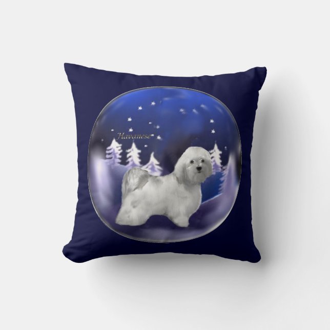 Havanese Christmas Throw Pillow (Front)