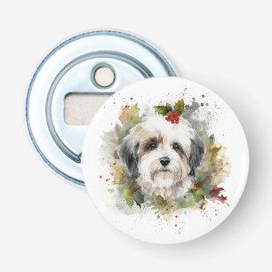 Havanese Christmas Wreath Festive Pup Bottle Opener