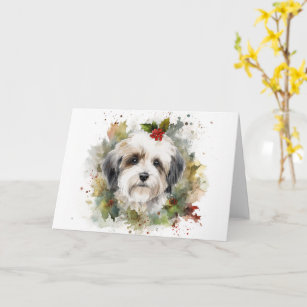 Havanese Christmas Wreath Festive Pup Card