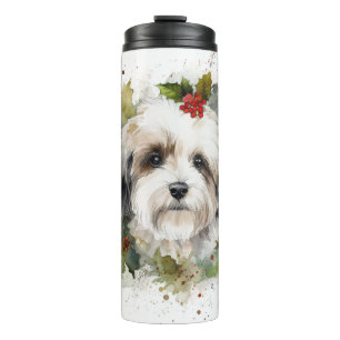 Havanese Christmas Wreath Festive Pup Thermal Tumbler