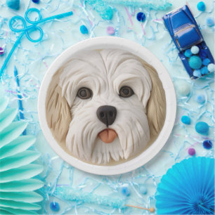 Havanese Dog 3D Inspired Paper Plate