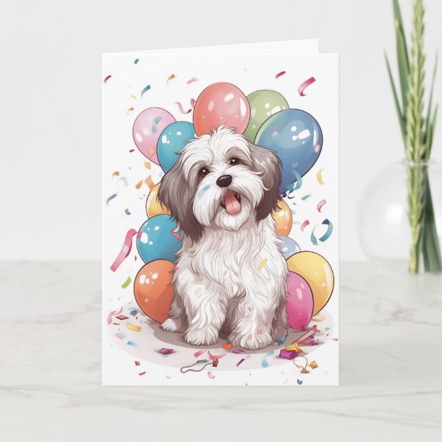 Havanese Dog Birthday Party Greeting Card (Front)