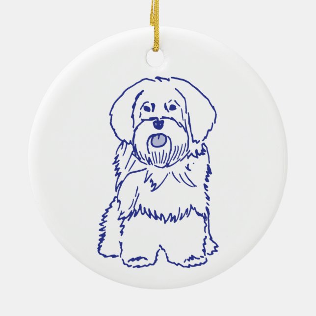 Havanese dog breed ceramic ornament (Back)