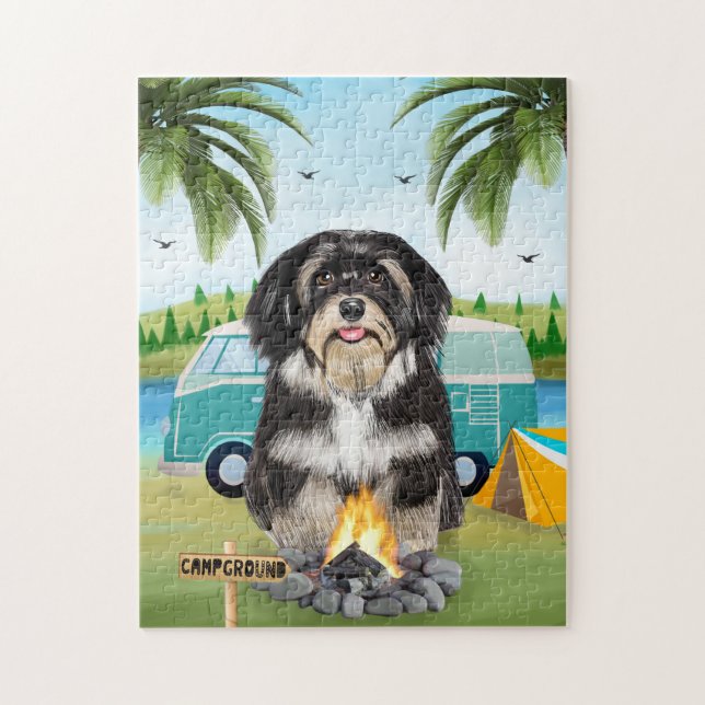 Havanese Dog Camping Jigsaw Puzzle (Vertical)