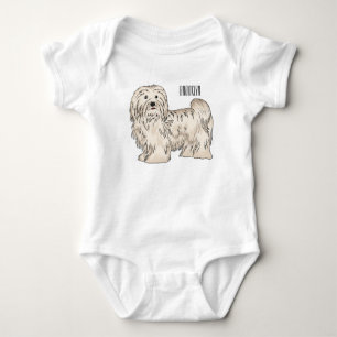 Havanese dog cartoon illustration baby bodysuit