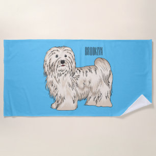 Havanese dog cartoon illustration beach towel