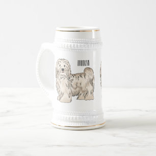 Havanese dog cartoon illustration beer stein