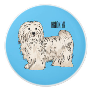 Havanese dog cartoon illustration ceramic knob