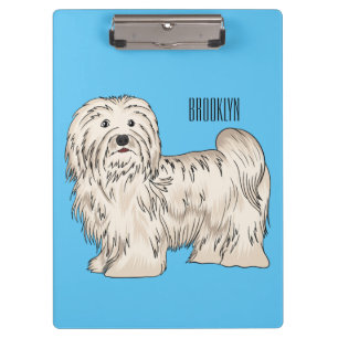 Havanese dog cartoon illustration clipboard