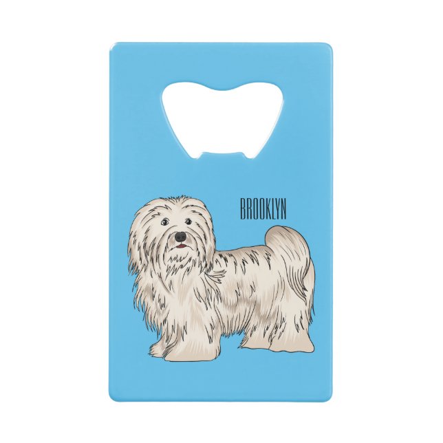 Havanese dog cartoon illustration credit card bottle opener (Front)
