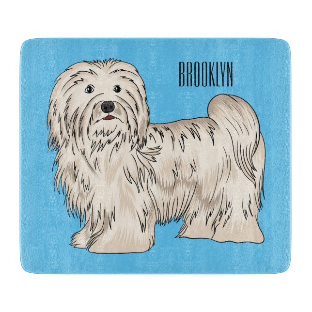 Havanese dog cartoon illustration cutting board (Front)