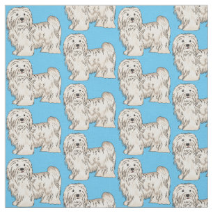 Havanese dog cartoon illustration fabric