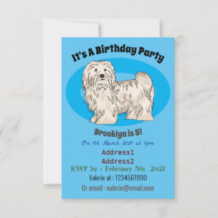 Havanese dog cartoon illustration invitation
