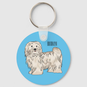 Havanese dog cartoon illustration keychain