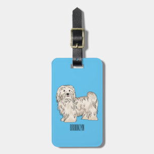 Havanese dog cartoon illustration luggage tag