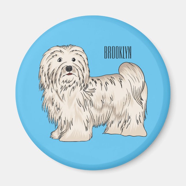 Havanese dog cartoon illustration magnet (Front)