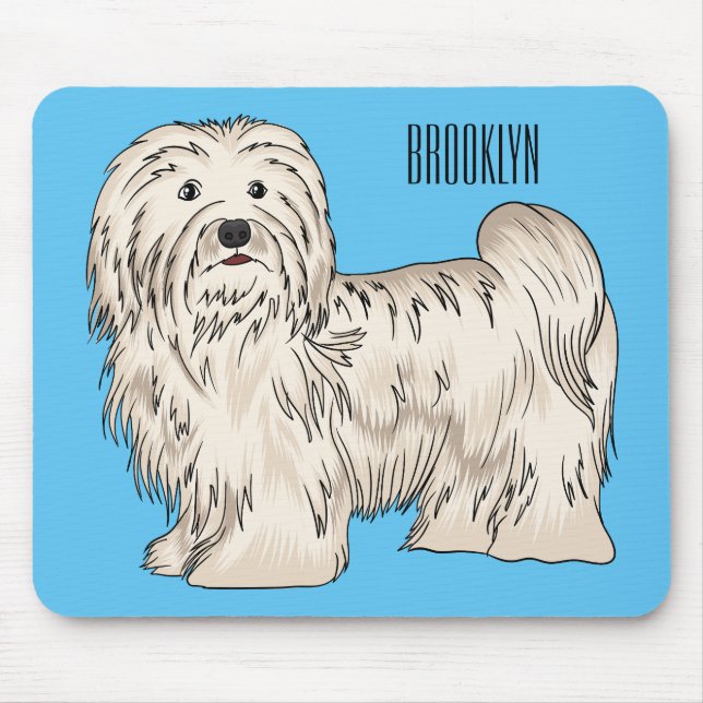 Havanese dog cartoon illustration mouse pad (Front)