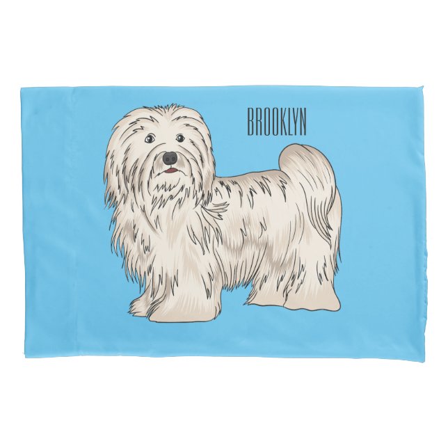 Havanese dog cartoon illustration pillowcase (Front)