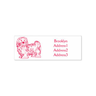 Havanese dog cartoon illustration self-inking stamp