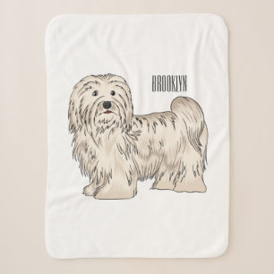 Havanese dog cartoon illustration sherpa blanket